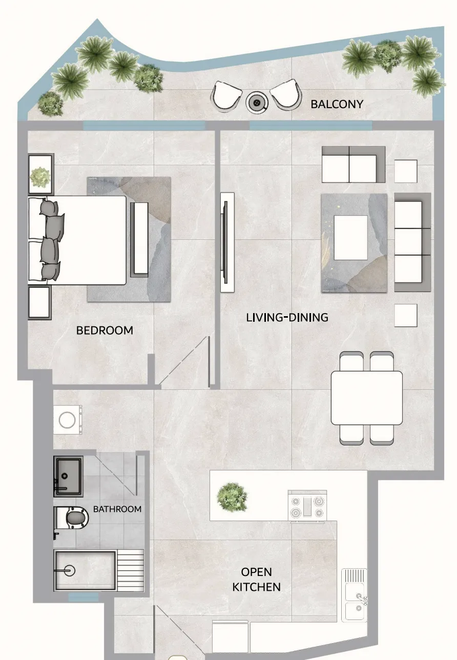 1 bedroom floor plan
