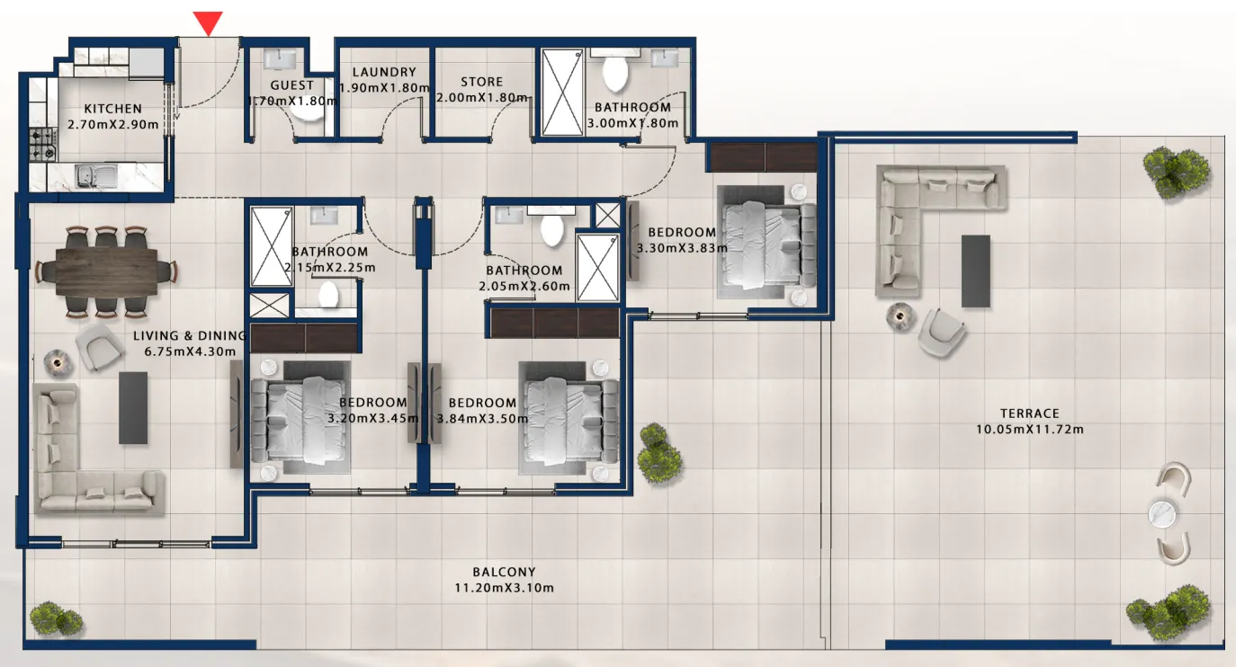 3 bedrooms floor plan