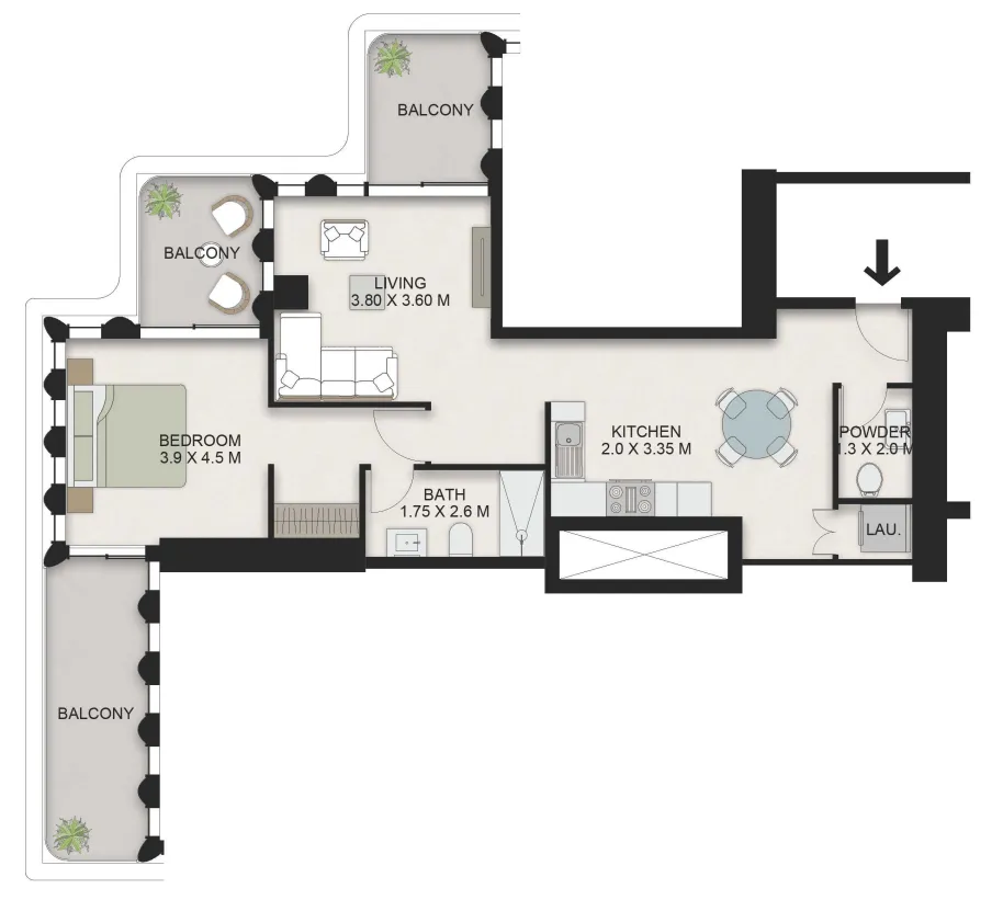 1 bed
