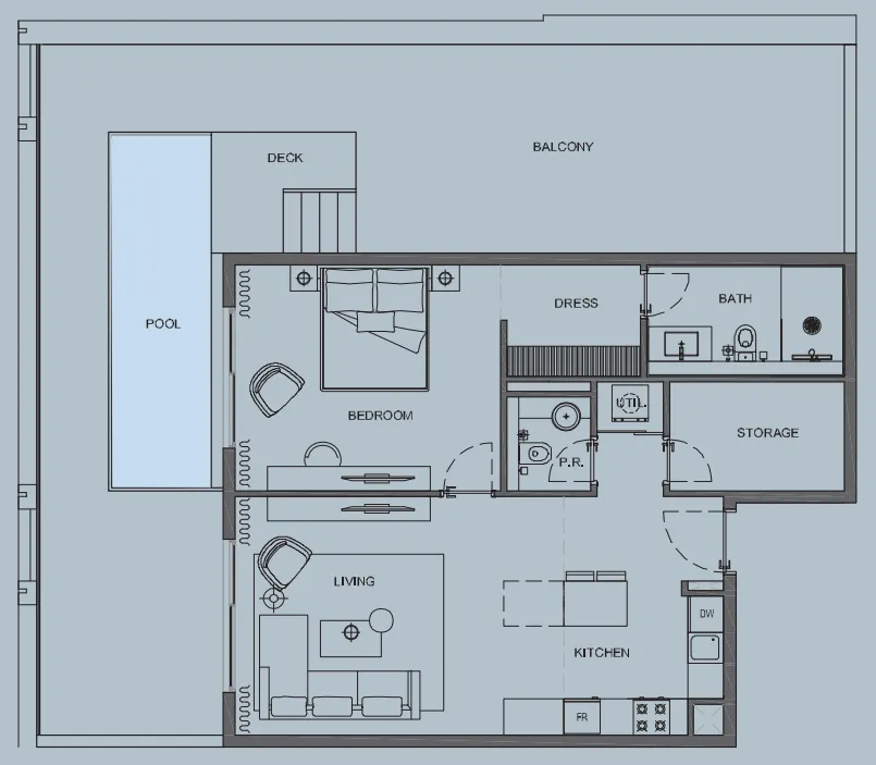 1 bedroom floor plan