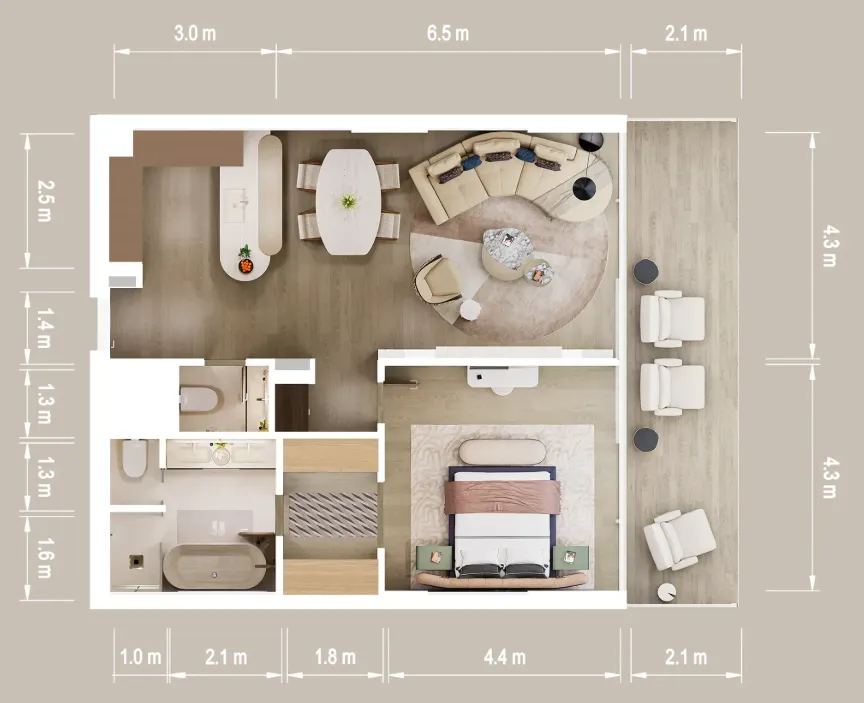 1 bed