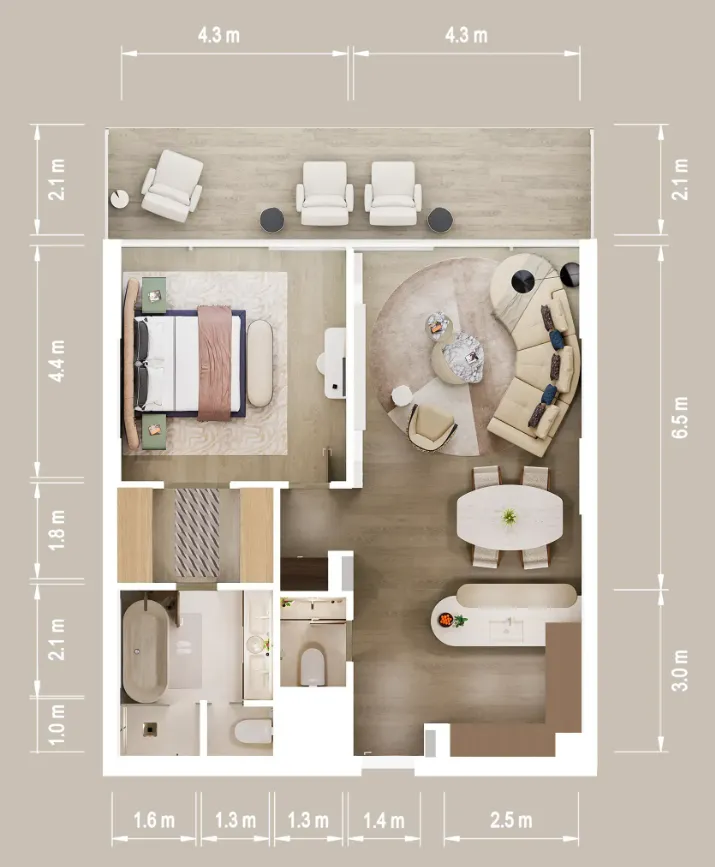 1 bed