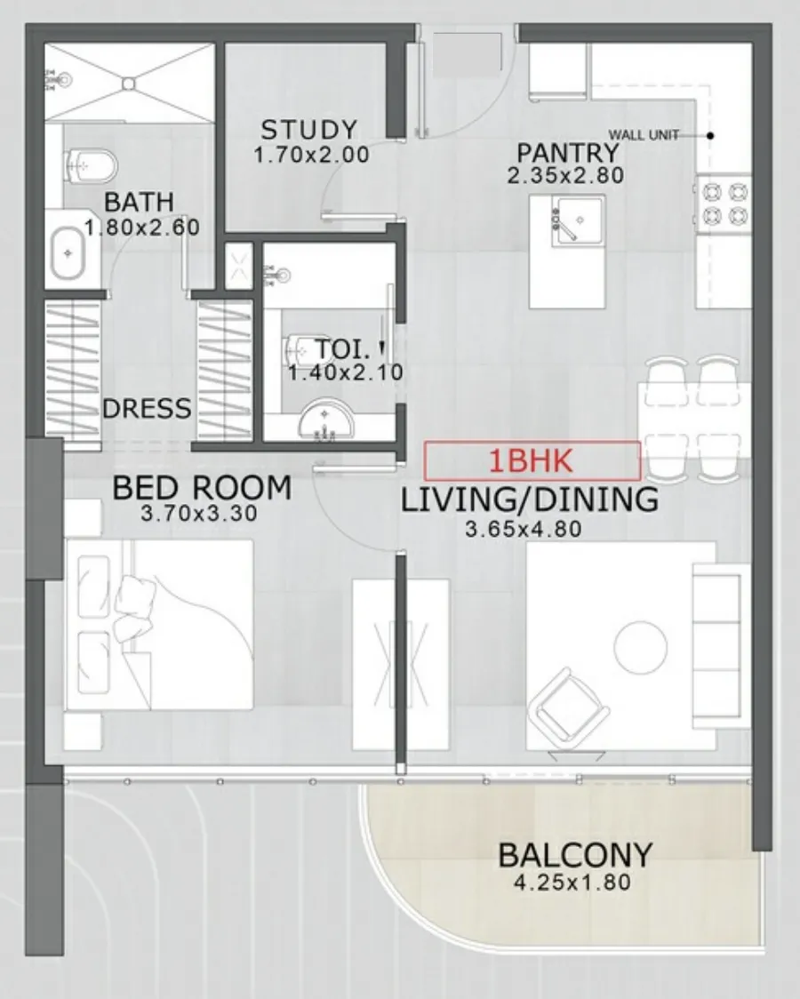 1 bedroom floor plan