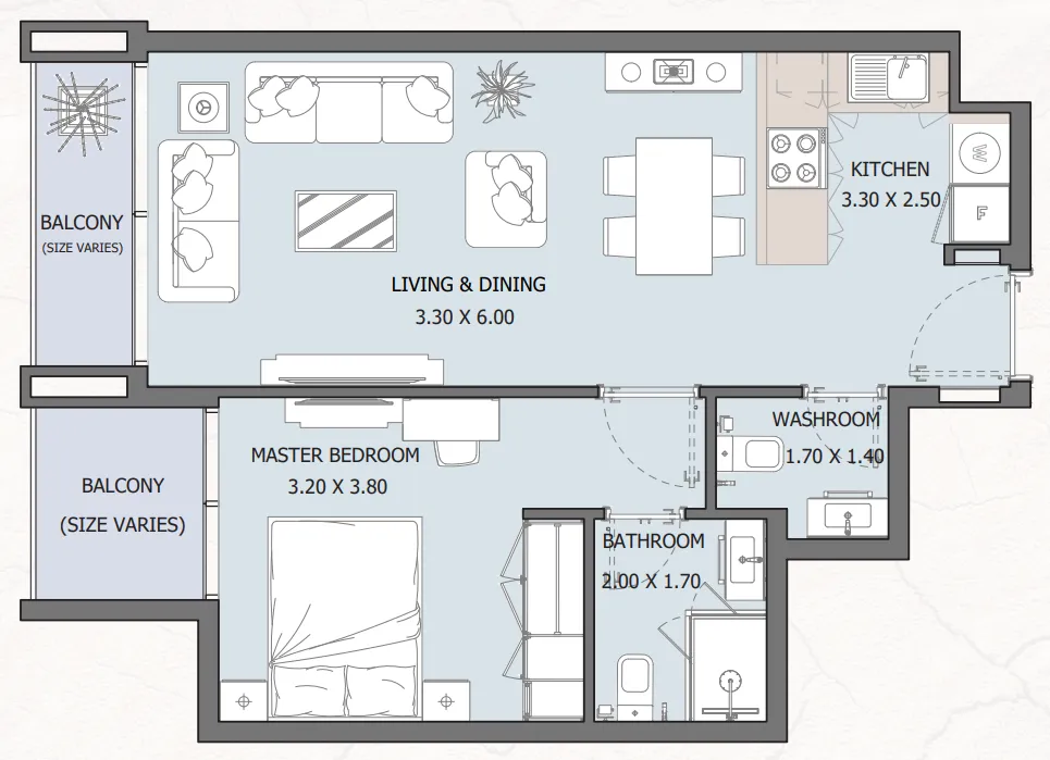 1 bedroom floor plan