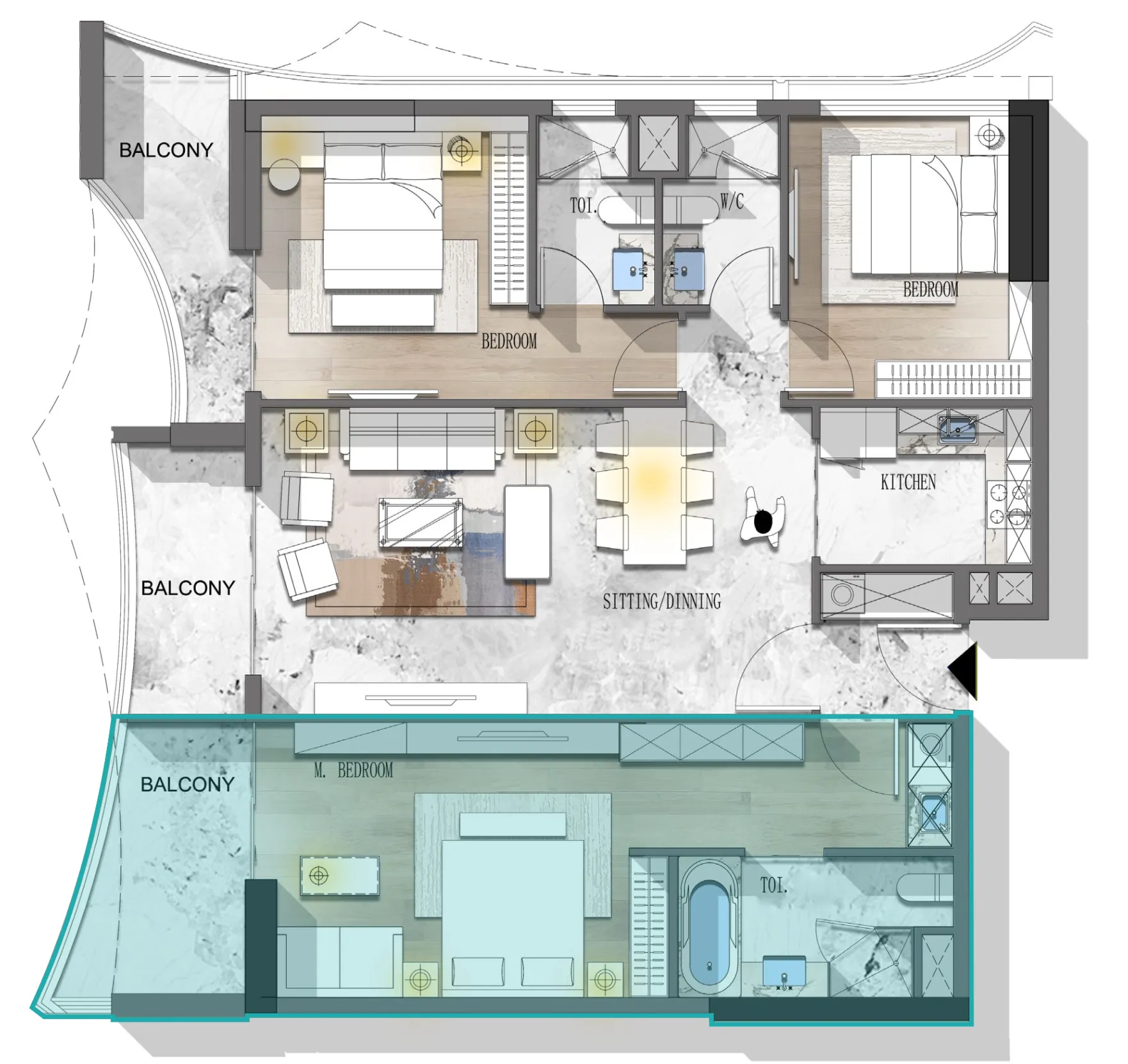 3 bedrooms floor plan