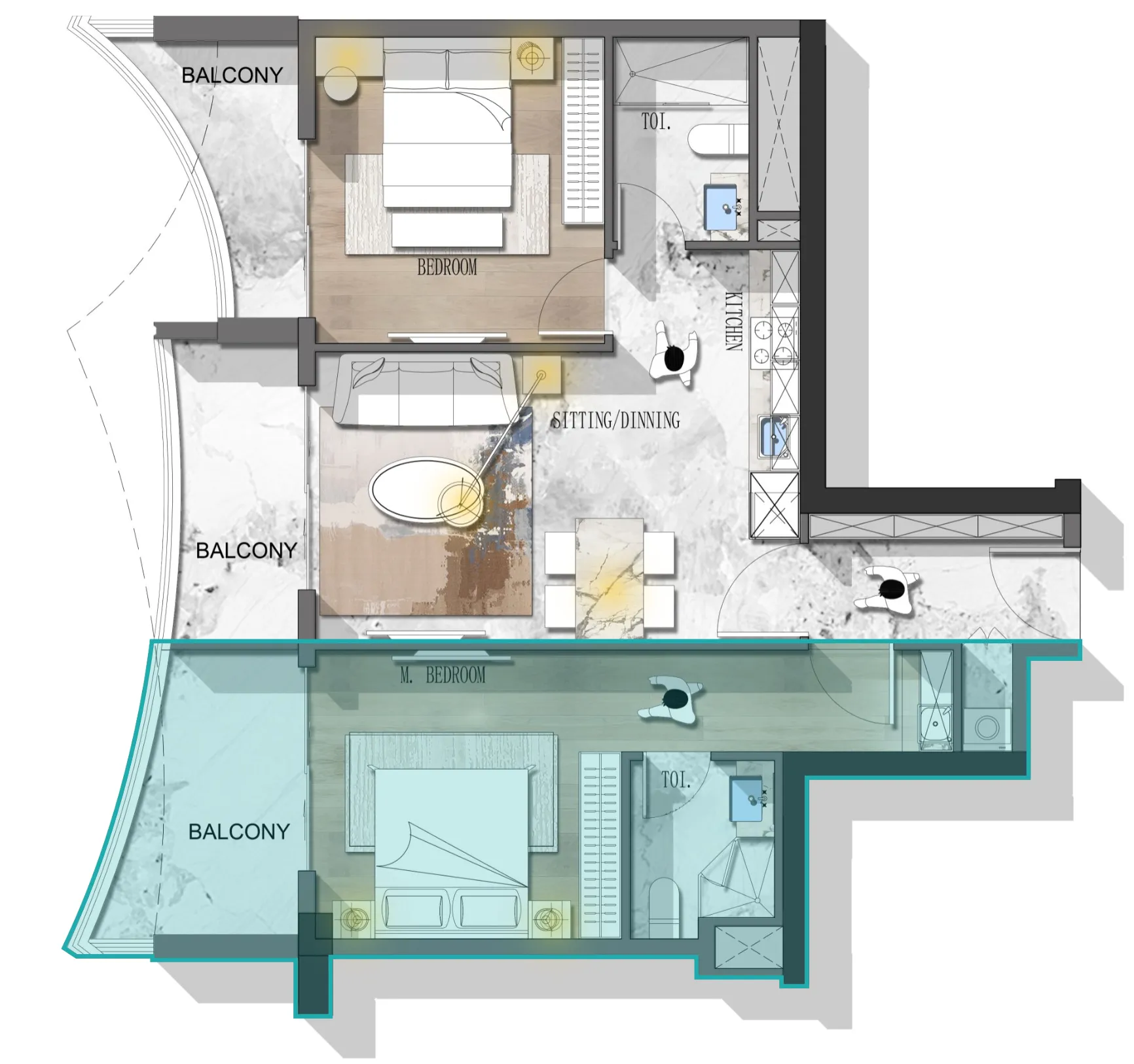 2 bed