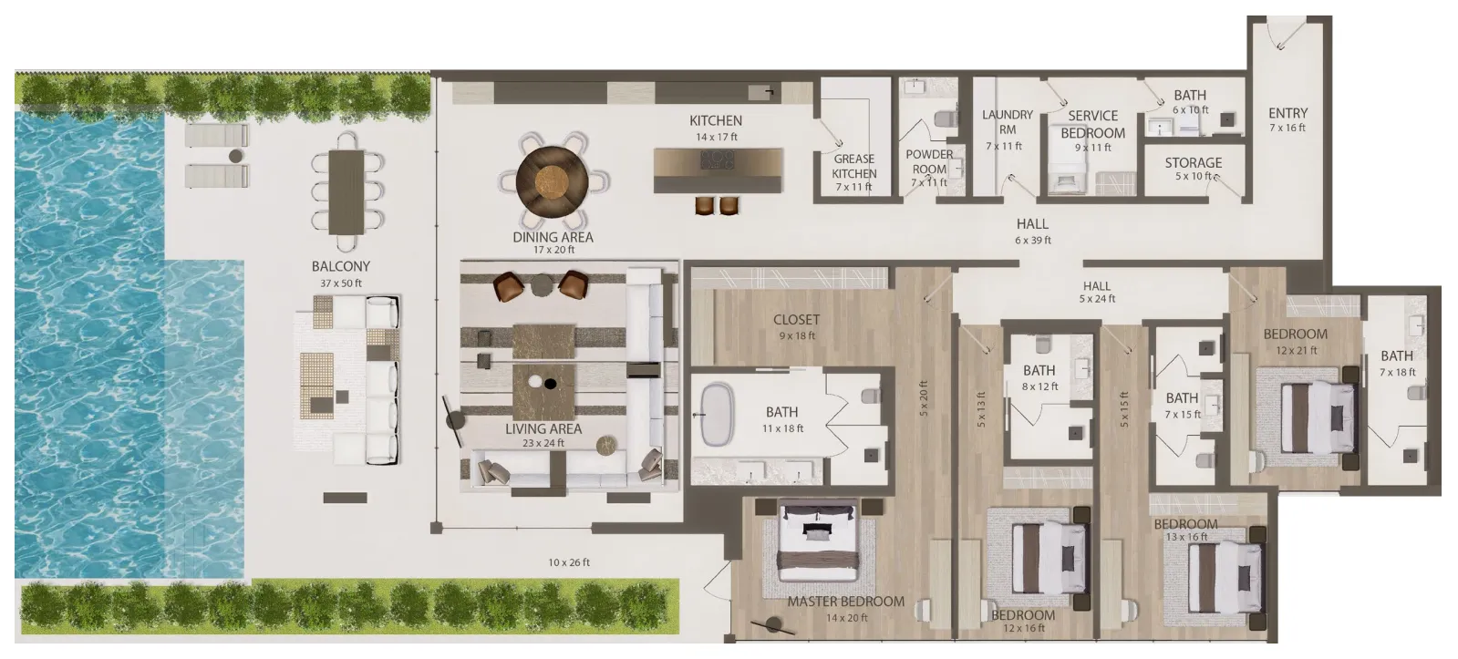 4 bedrooms floor plan