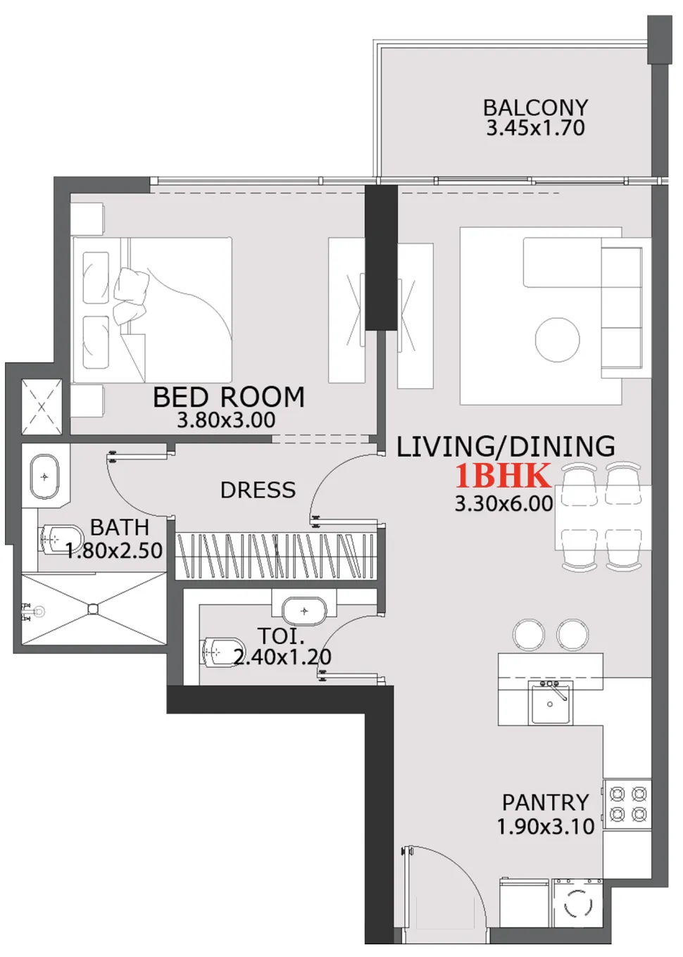 1 bedroom floor plan