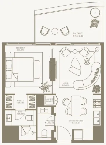 1 bedroom floor plan