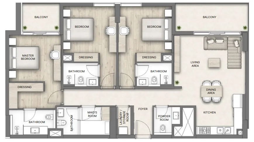 3 bedrooms floor plan