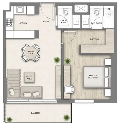1 bedroom floor plan