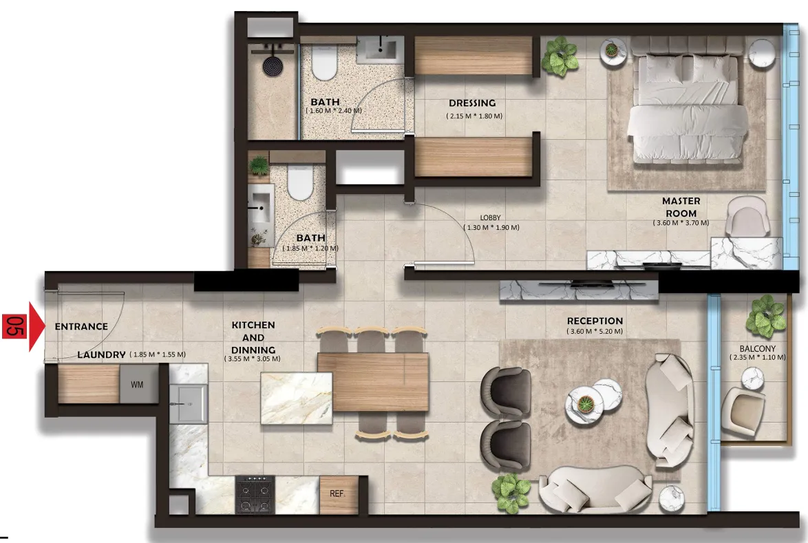 1 bed