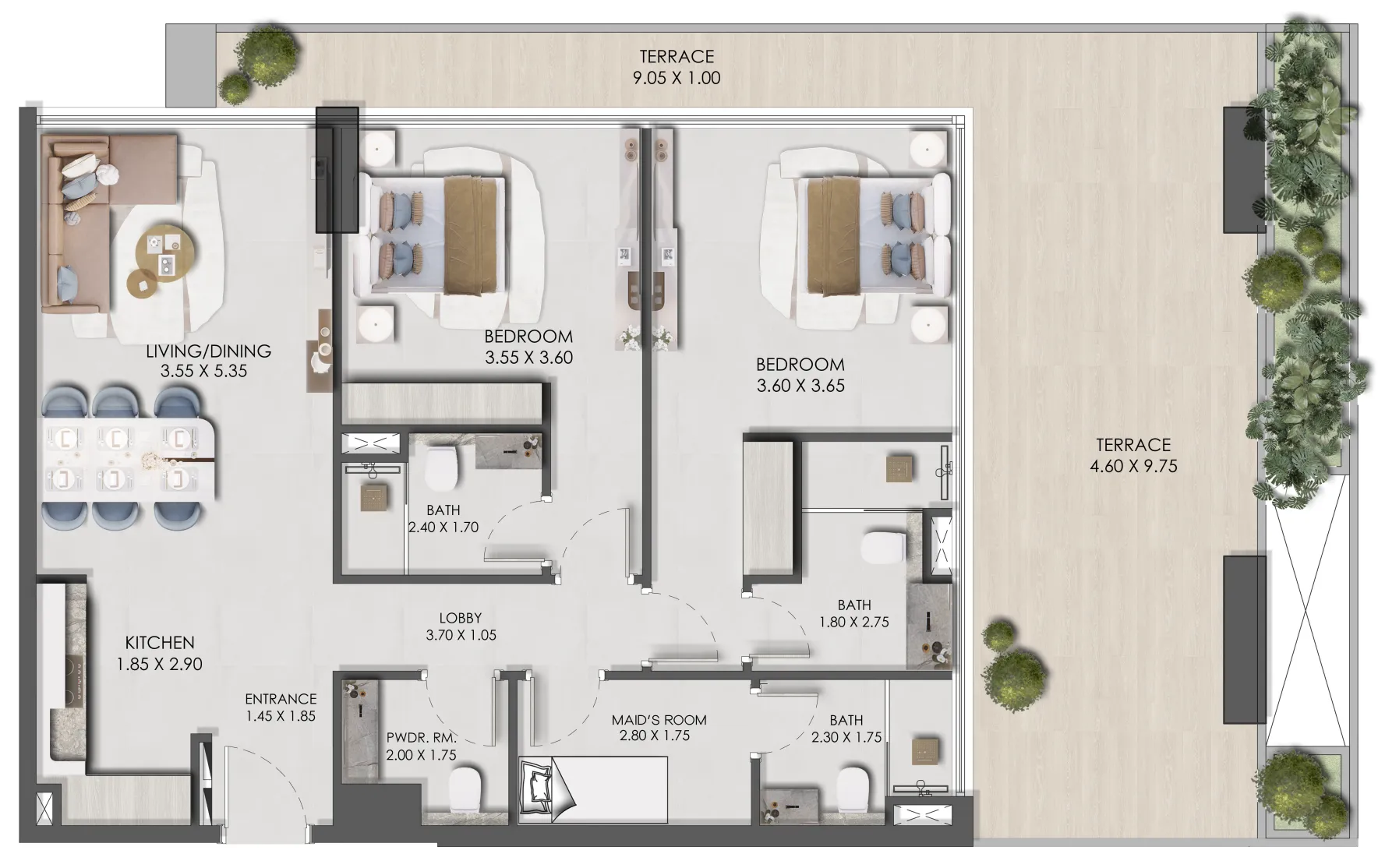 Prescott Legado by Prescott 2BR floor plan