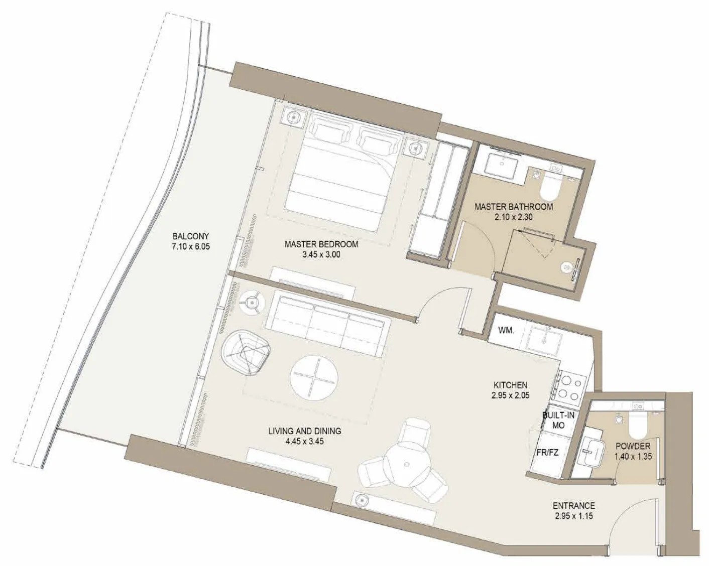 One Development Laguna Residence 1BR floor plan