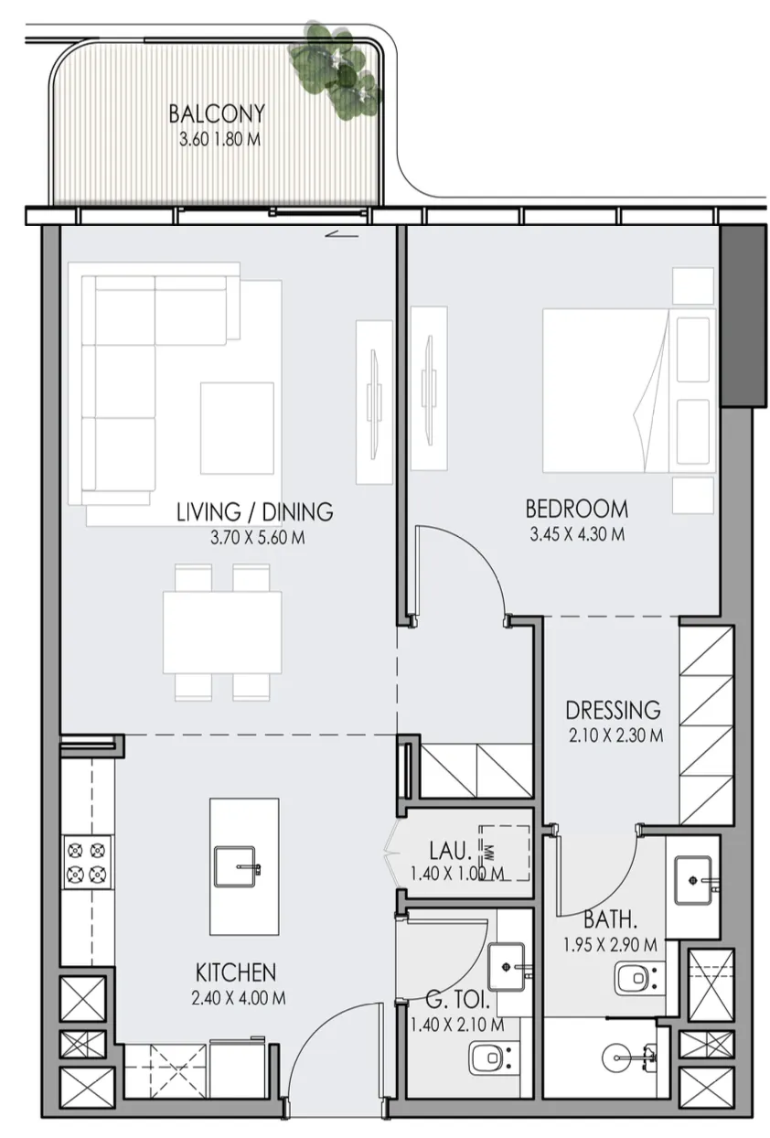 1 bed