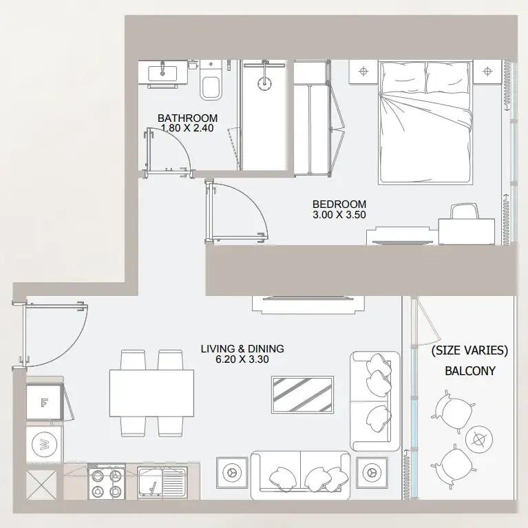 1 bedroom floor plan