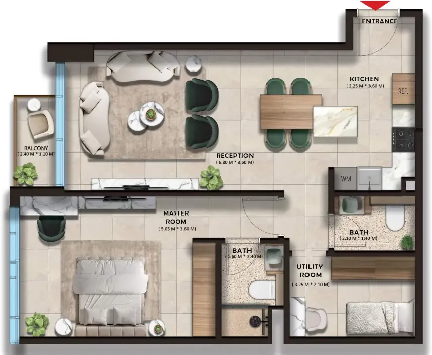 1 bed