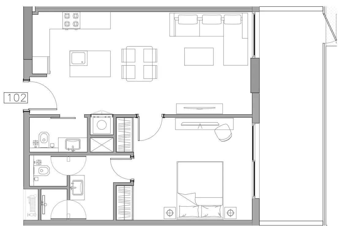 1 bedroom floor plan