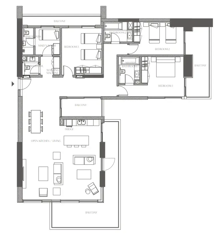 3 bedrooms floor plan