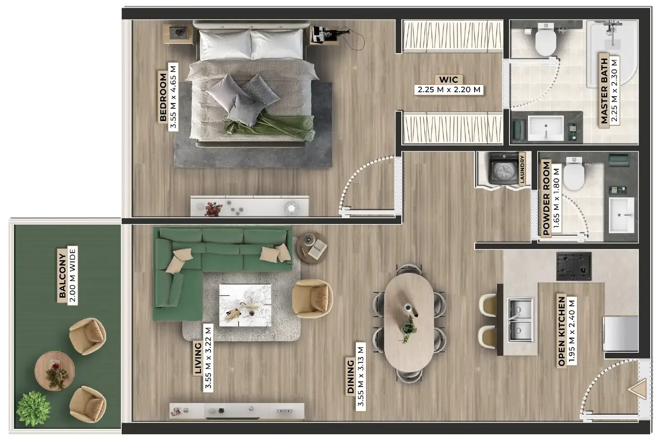 1 bedroom floor plan