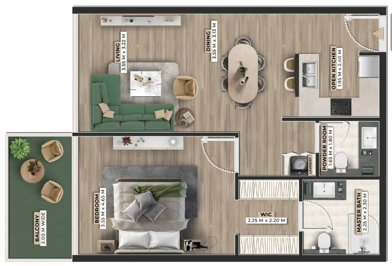 1 bed