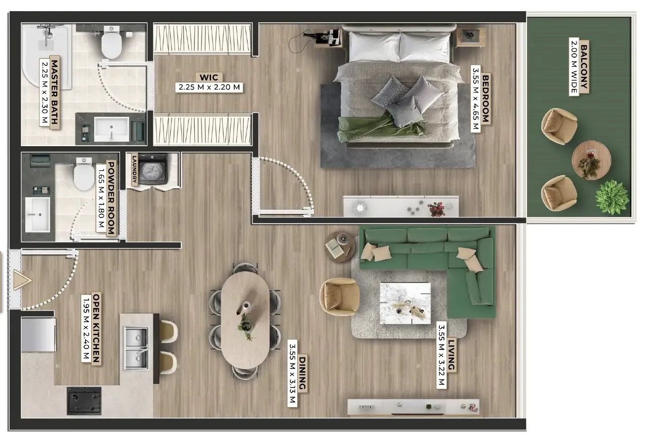 1 bed