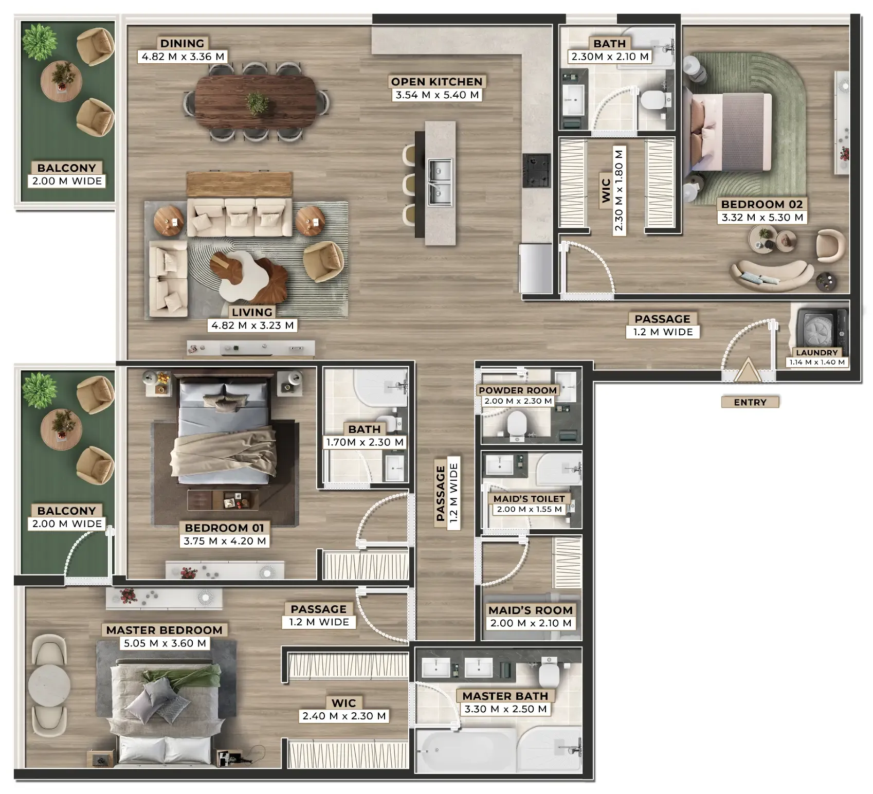 3 bedrooms floor plan