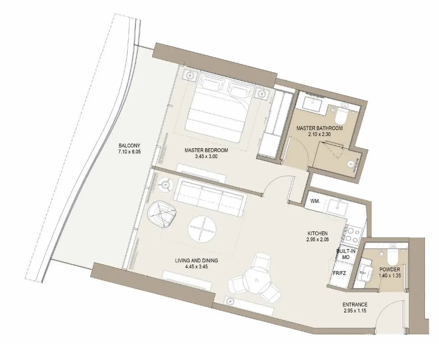 One Development Laguna Residence 1BR floor plan