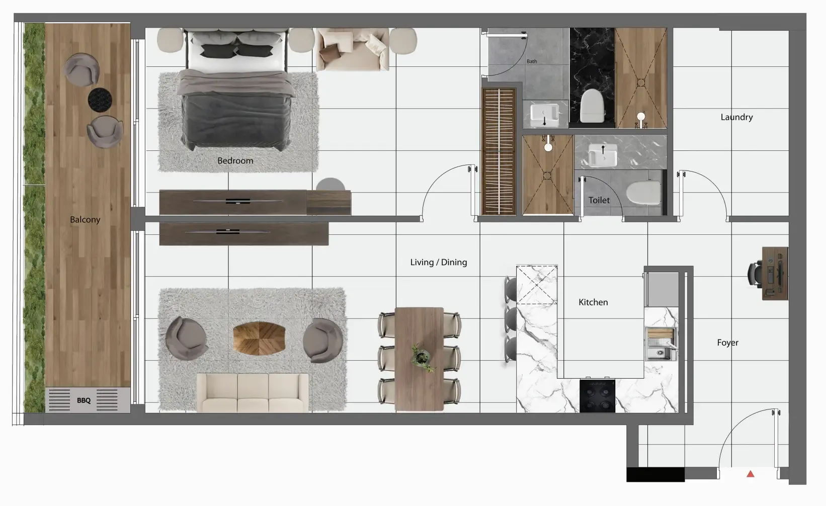 1 bedroom floor plan