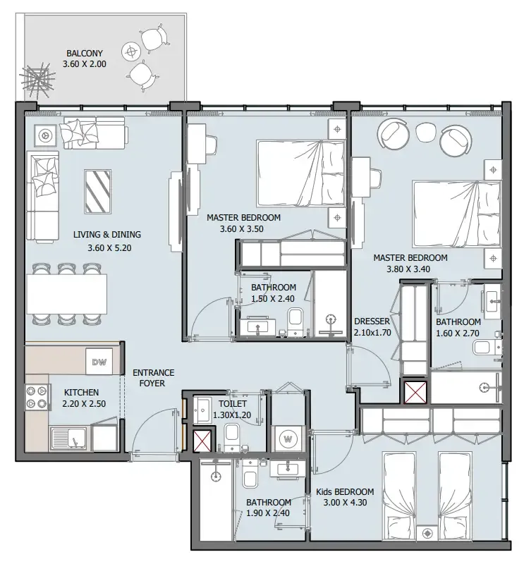 3 bedrooms floor plan