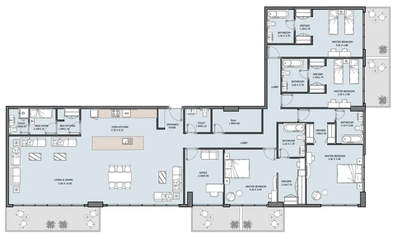 4 bedrooms floor plan