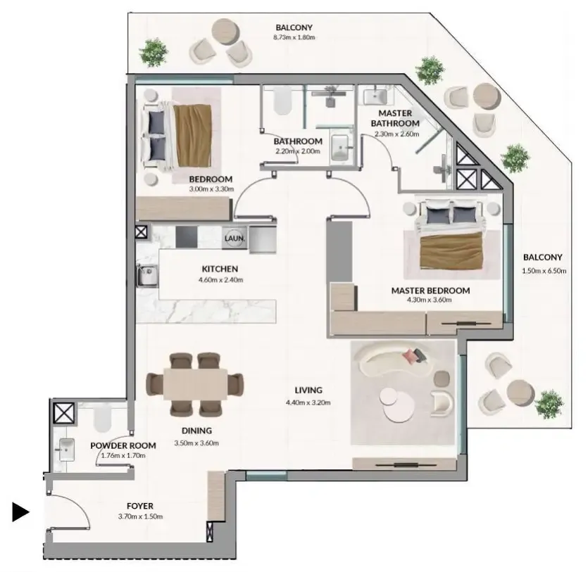 AMIS Development Woodland Terraces 2BR floor plan