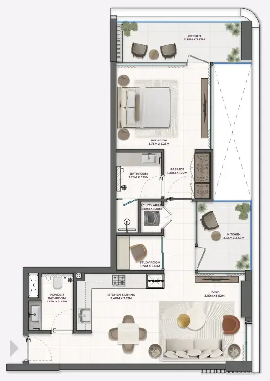 1 bed