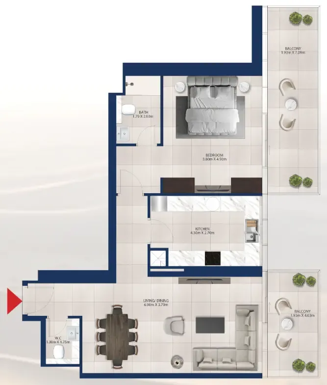 1 bedroom floor plan