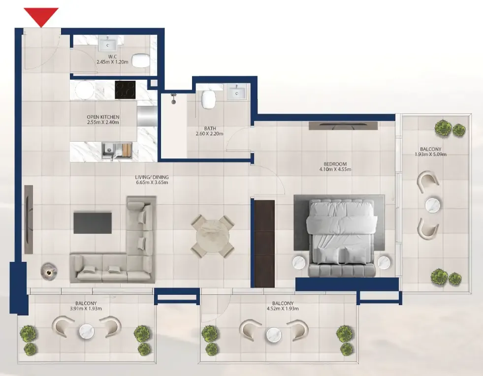 1 bed