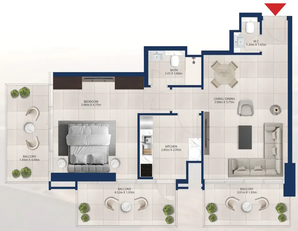 1 bed
