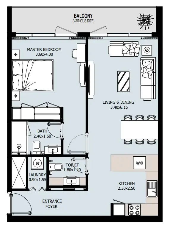 1 bed