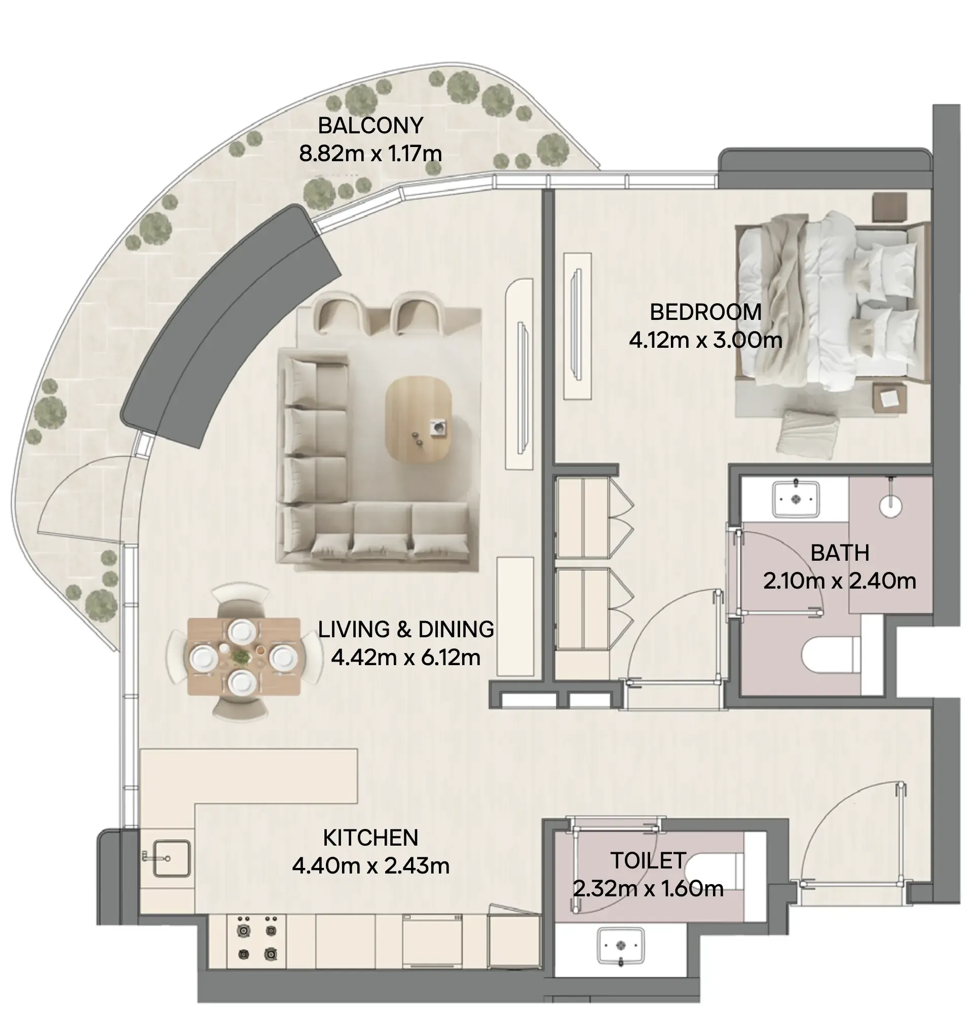 1 bed