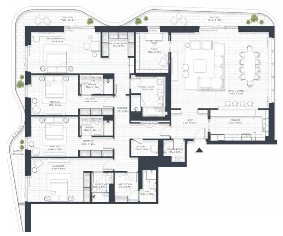 4 bedrooms floor plan