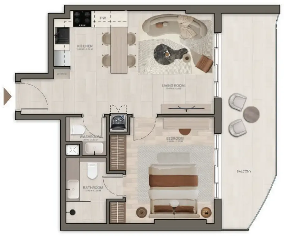 1 bedroom floor plan