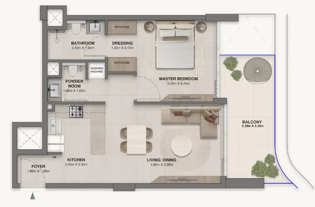 1 bed