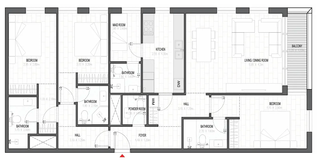 3 bedrooms floor plan
