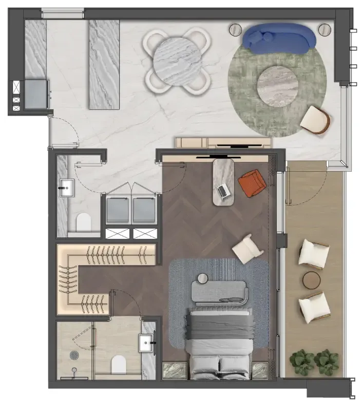 1 bedroom floor plan