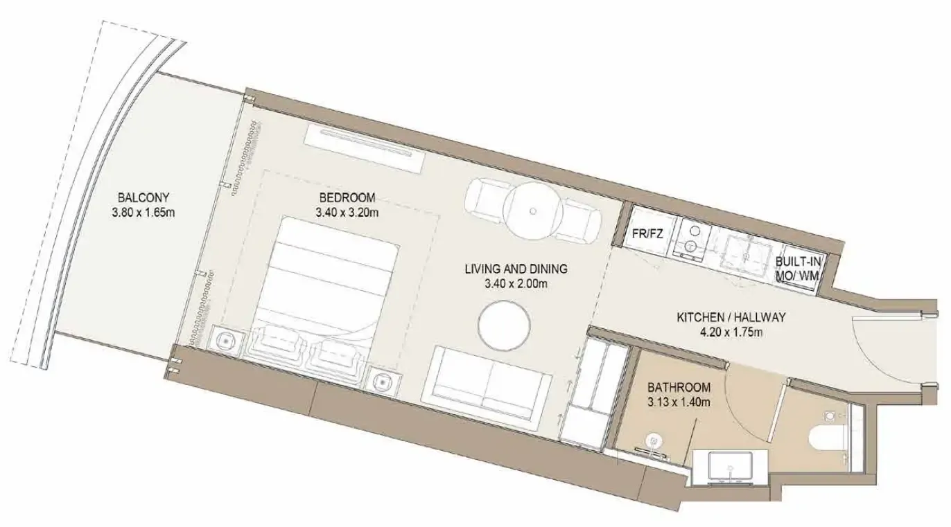 One Development Laguna Residence Studio floor plan