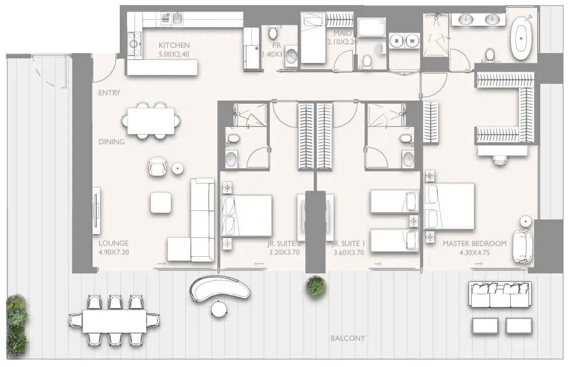 3 bedrooms floor plan
