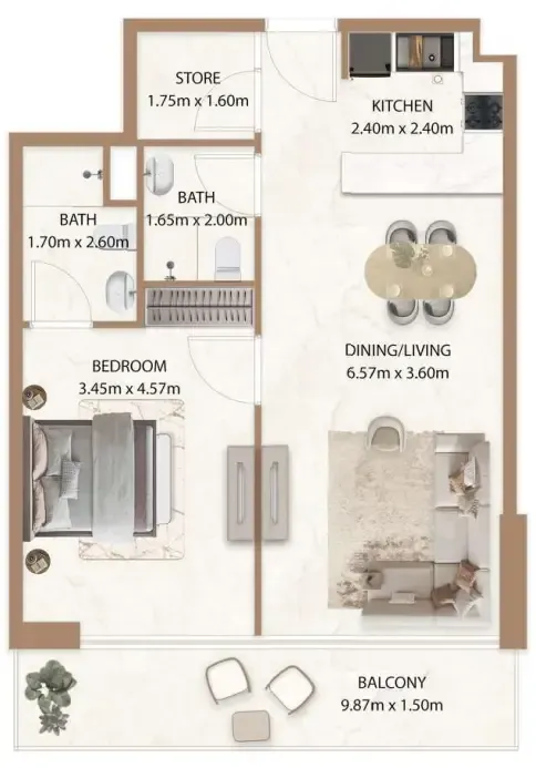 1 bed
