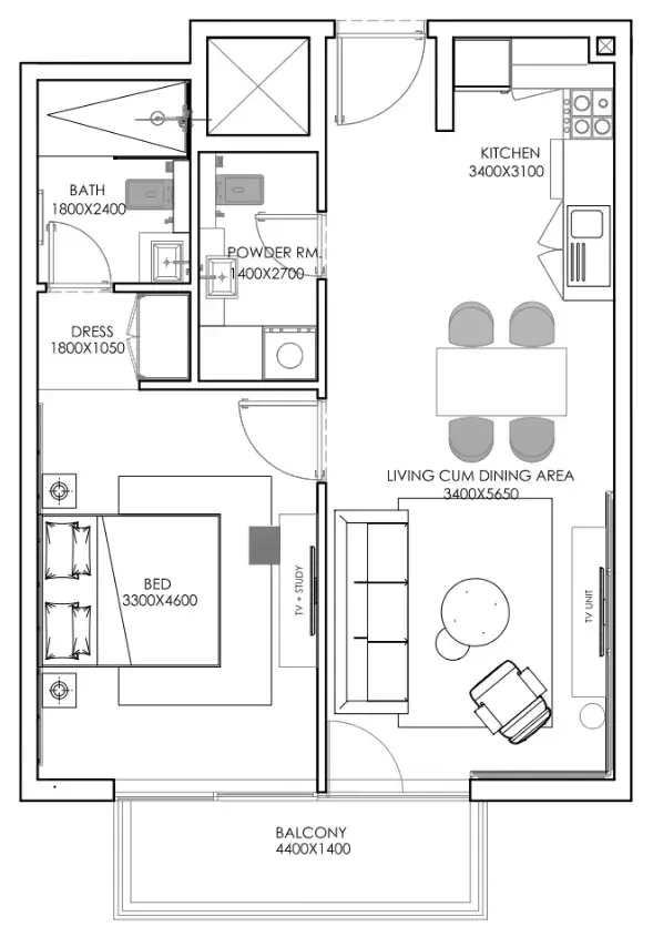 1 bed
