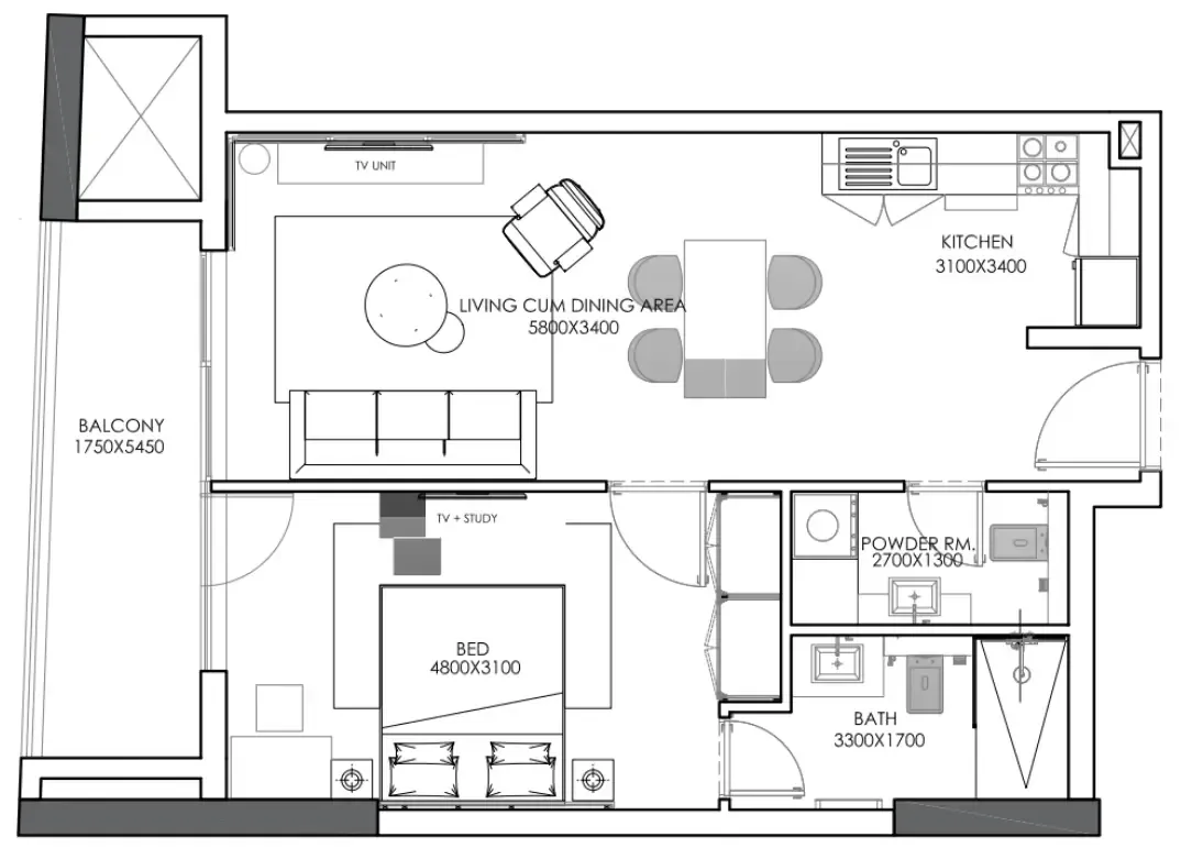 1 bed