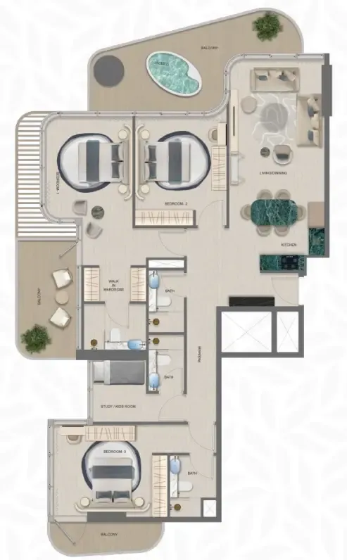 3 bedrooms floor plan