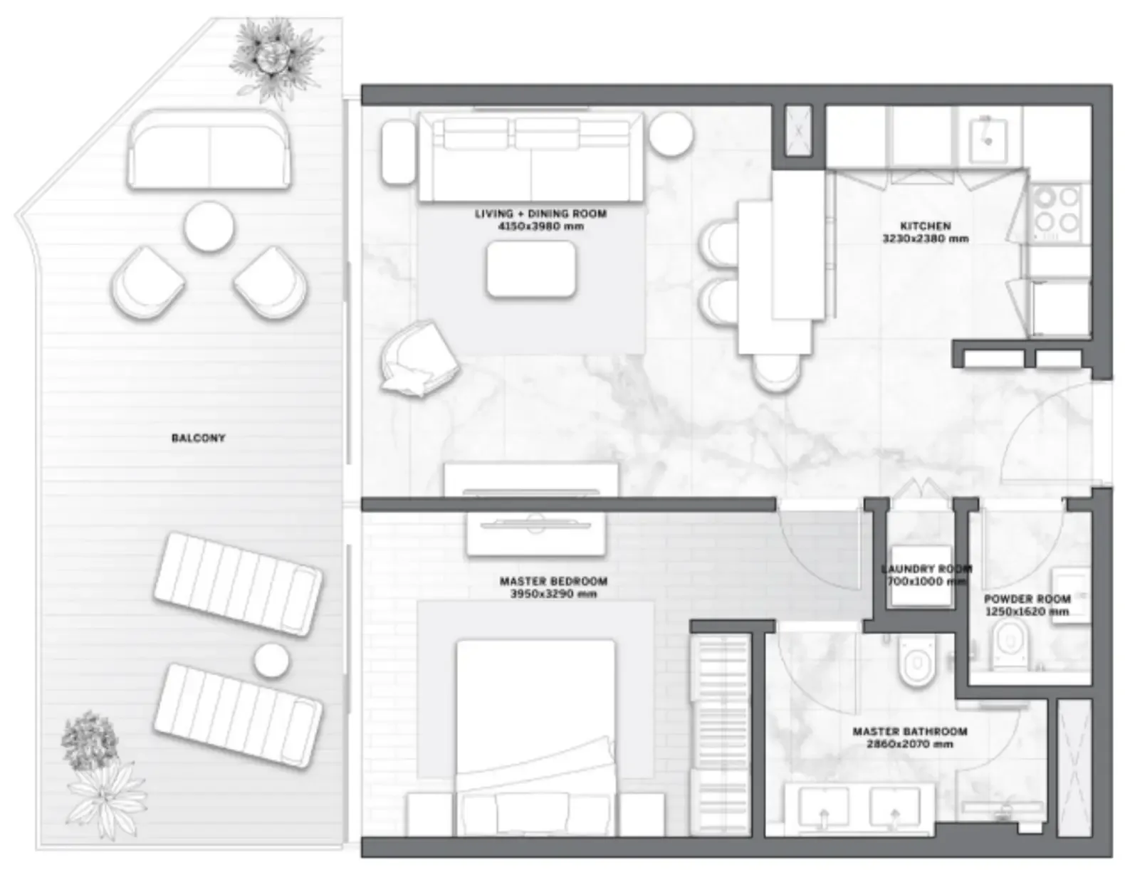 1 bedroom floor plan